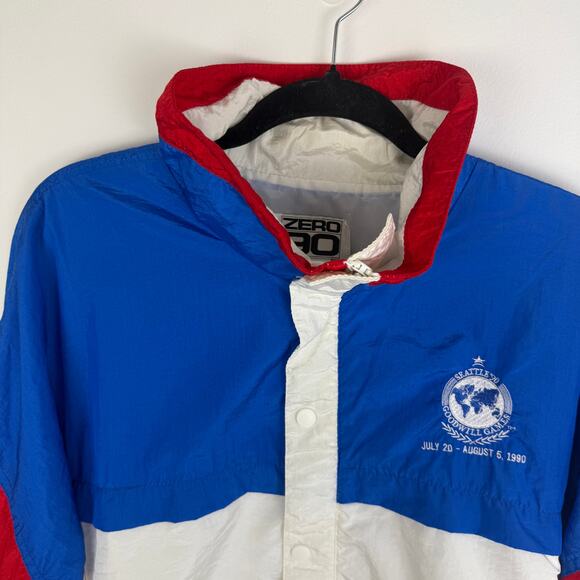 Vintage 1990 Zero 90 Adult Seattle Goodwill Games Retro White/Blue Jacket Medium - Picture 3 of 12